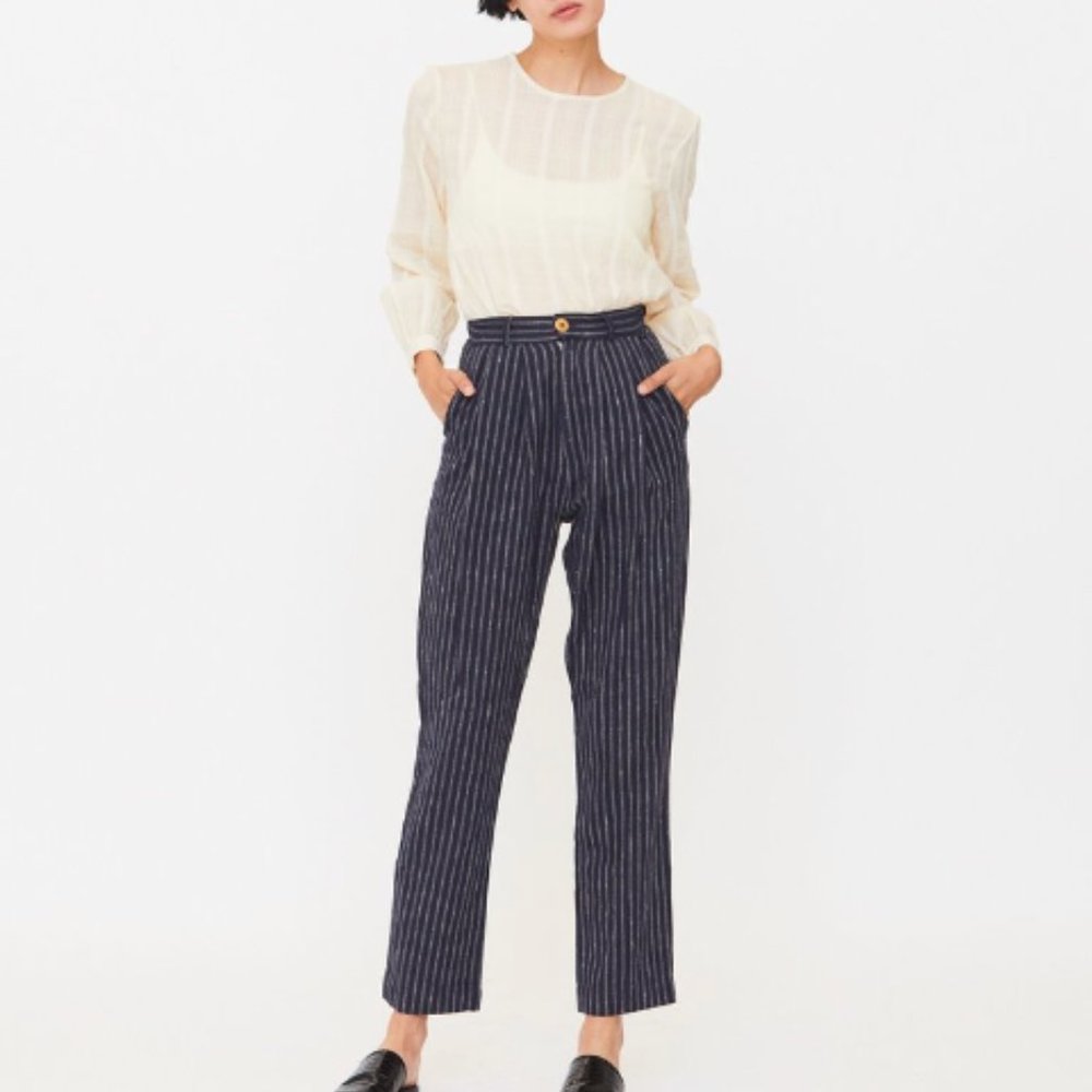 Esby Emma Trousers - Navy/Natural Stripe
